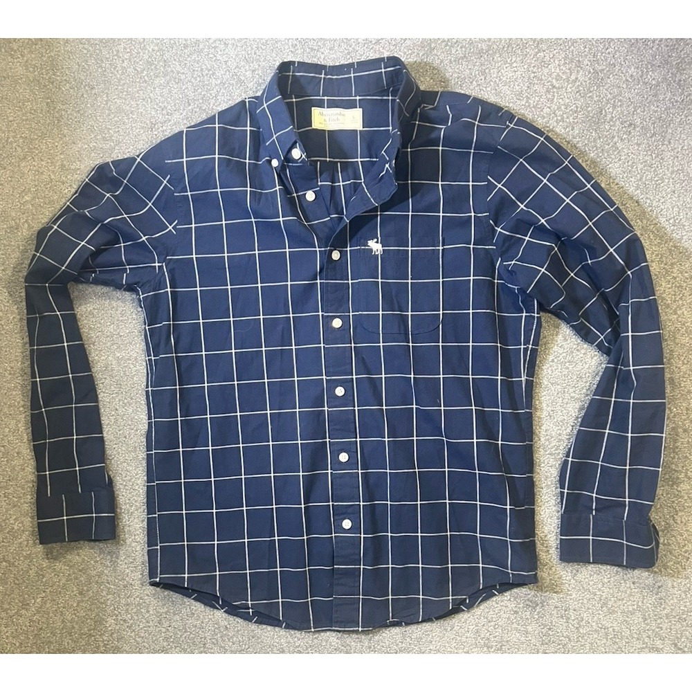 Abercrombie & Fitch Men's Navy And‎ White Button Down Shirt Size Large